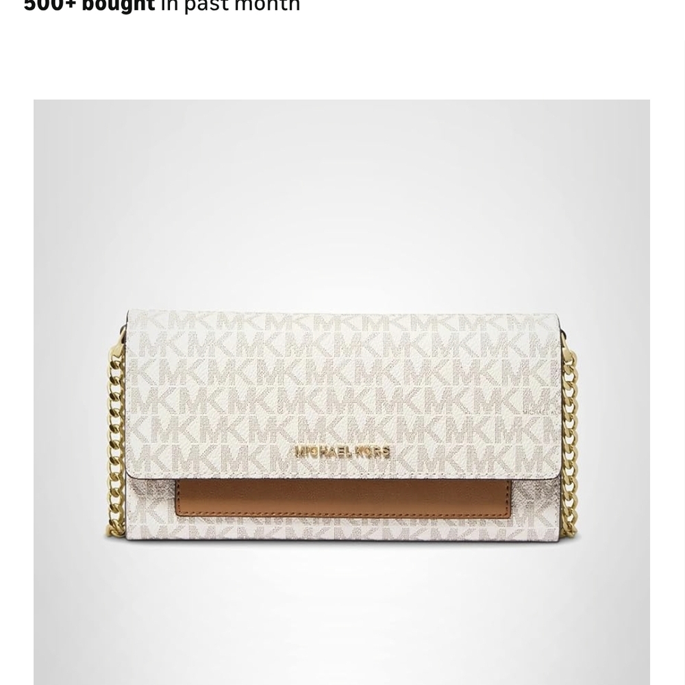 Michael Kors Cream and Tan Clutch with Gold Accents